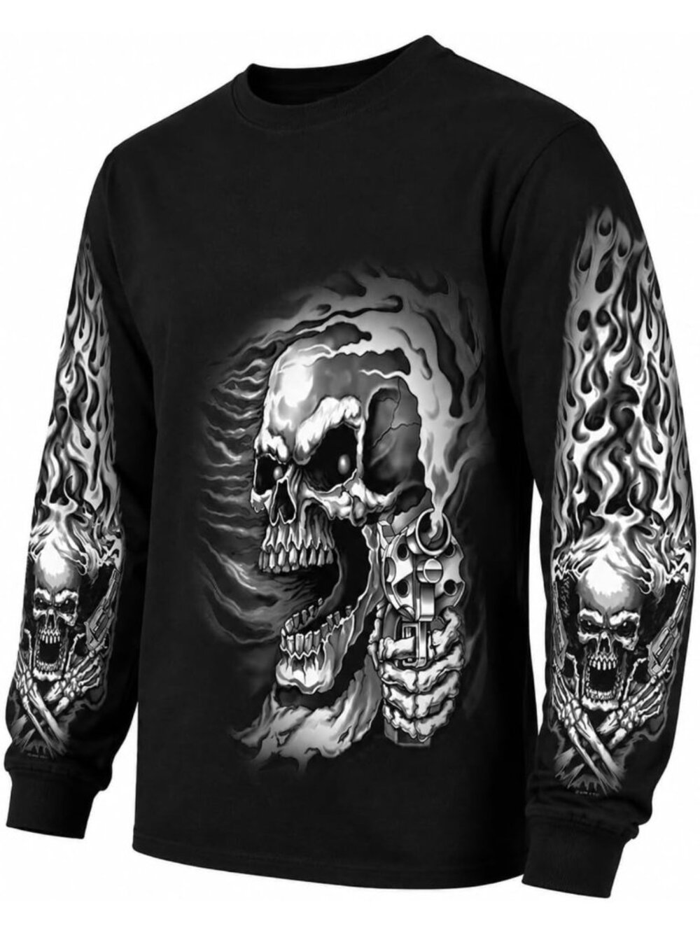 Hot Leathers Black Assassin Double Sided Long Sleeve T-Shirt